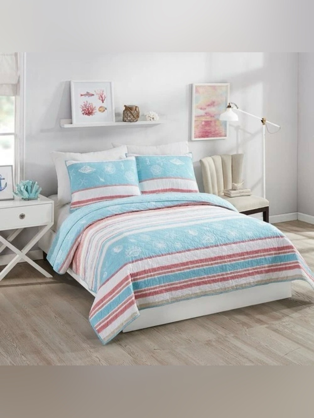 NWT Set of 2 Kohls Breakaway Beach King Size 100% Cotton Fabric 20" x 36" Shams
